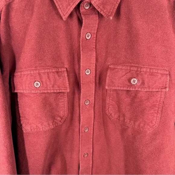 LL Bean Burgundy Heavy Weight Men's Chamois Shirt, Traditional‎ Fit XLR - Picture 7 of 7